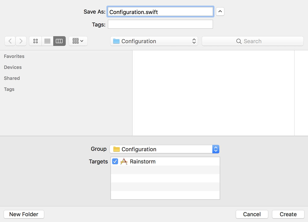 Creating a New Swift File