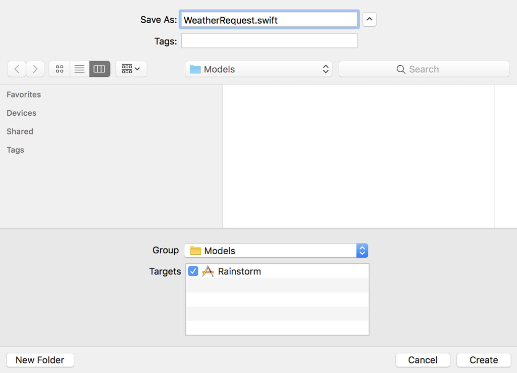 Creating a New Swift File