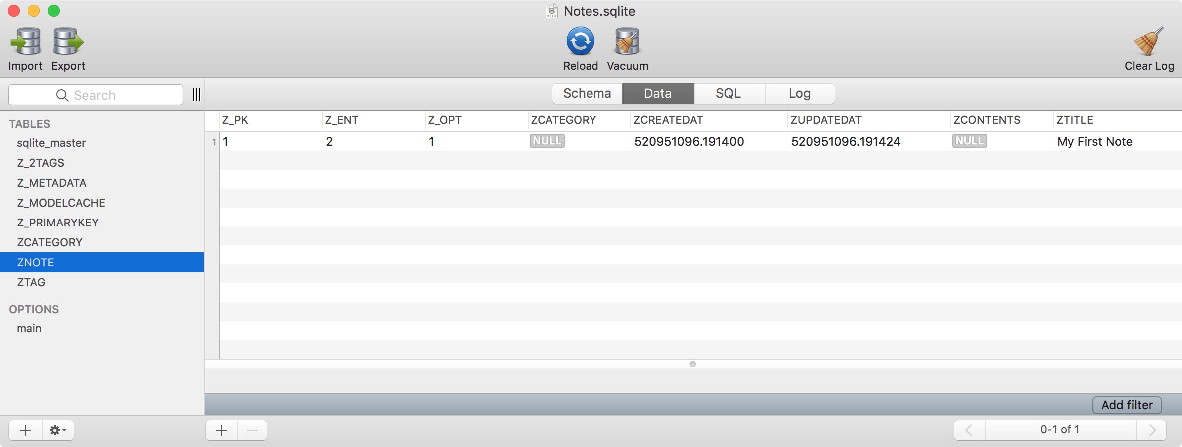 Inspecting the Application's Persistent Store