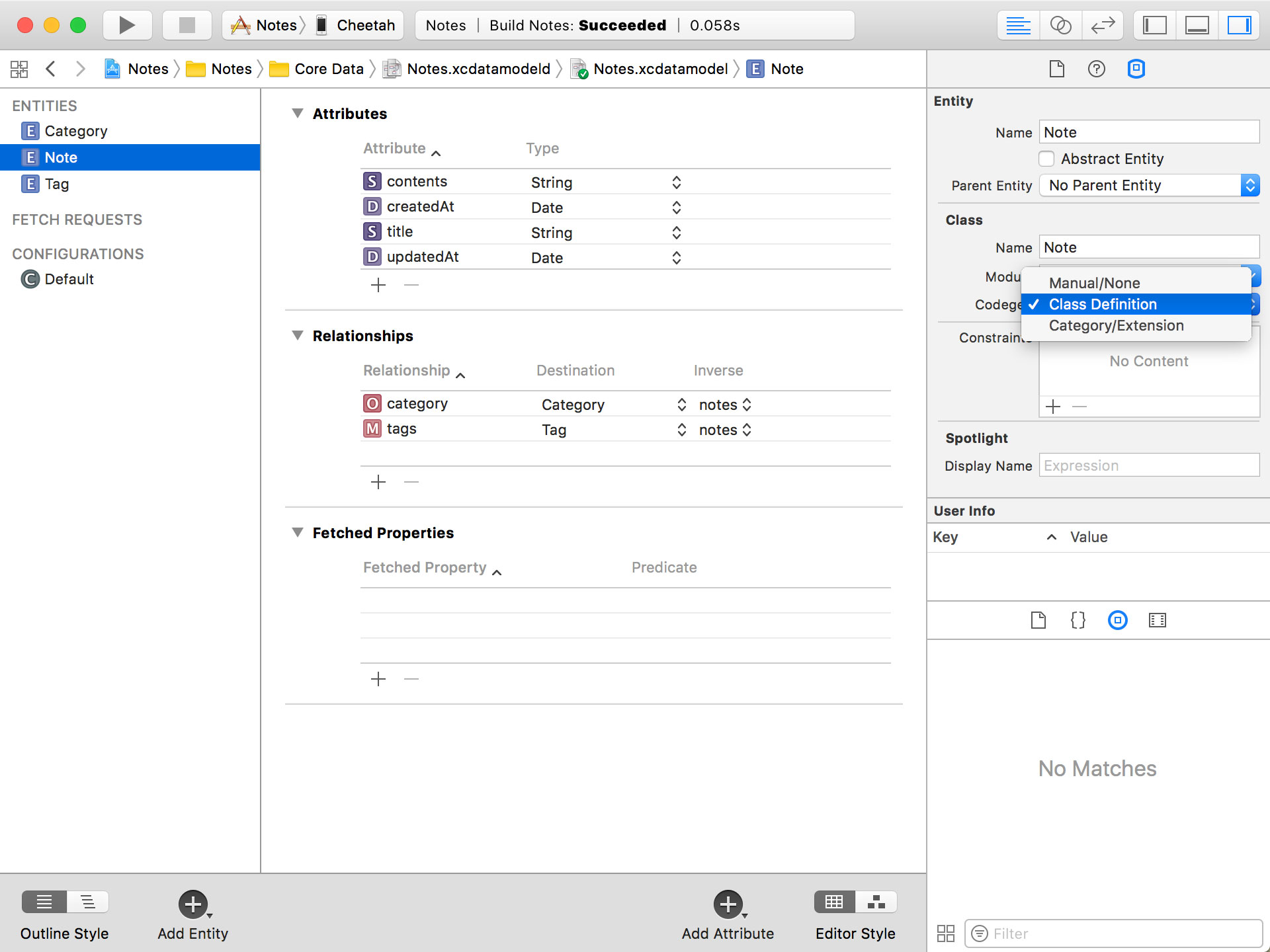 Core Data Code Generation Options