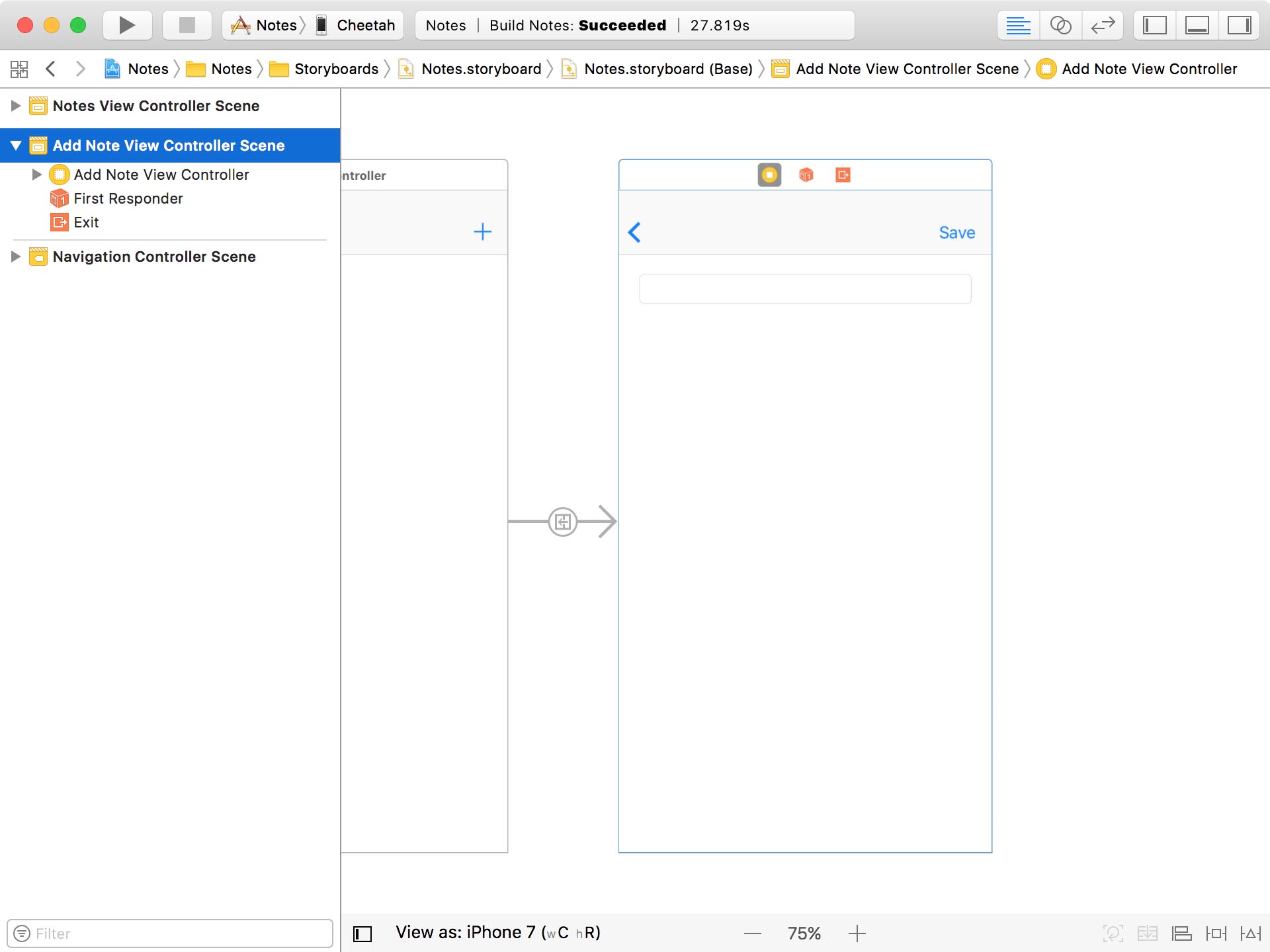 Add Note View Controller Scene