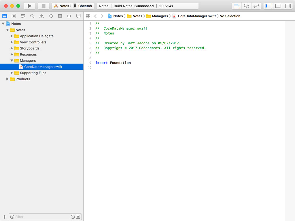 Creating CoreDataManager.swift