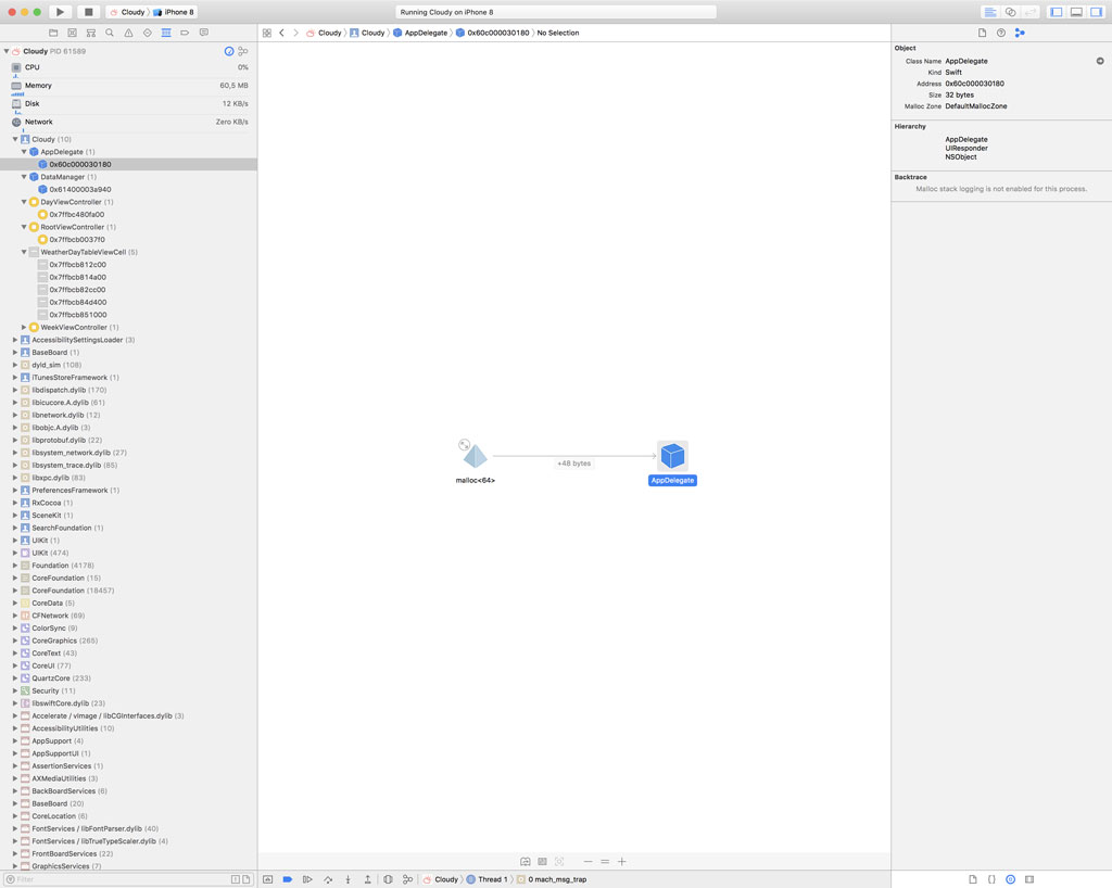 The visual memory graph debugger built into Xcode.