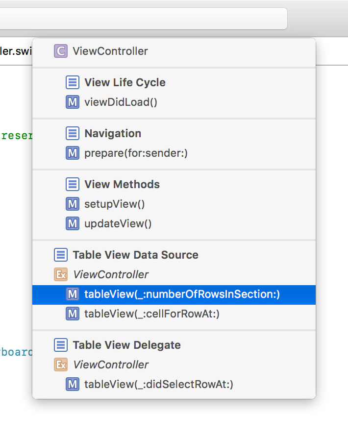 Navigating source files also becomes easier using the jump bar.