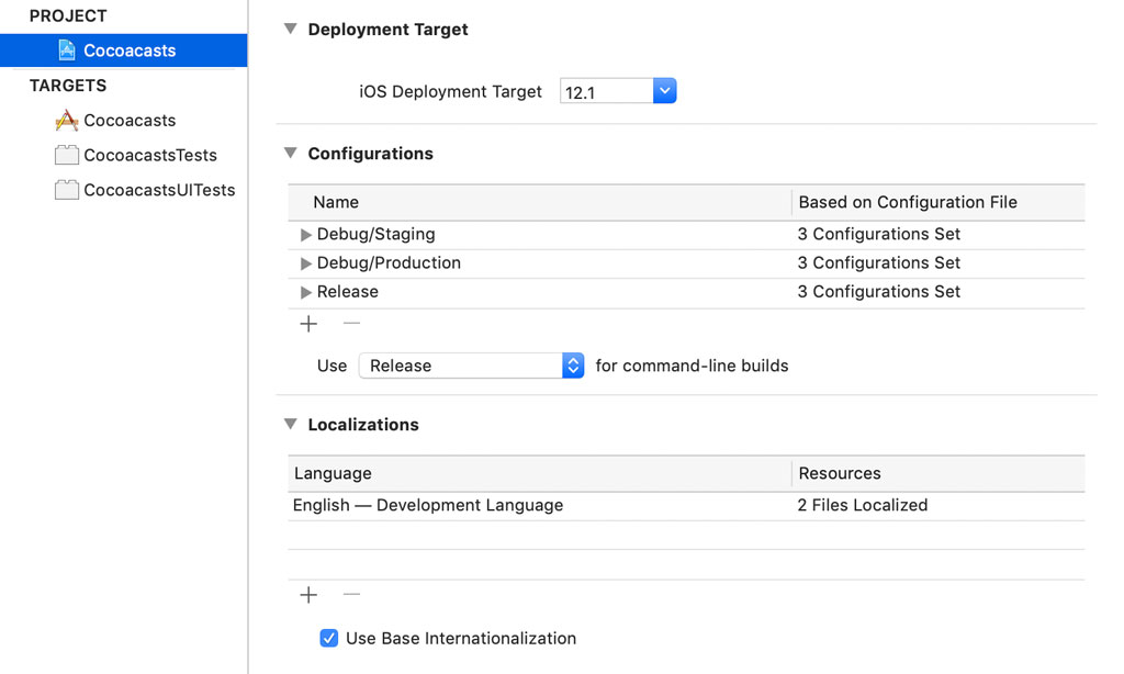 Adding Build Configurations in Xcode
