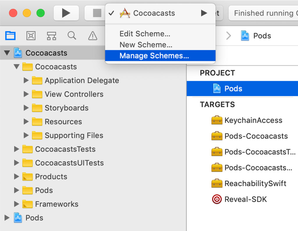 Managing Schemes in Xcode